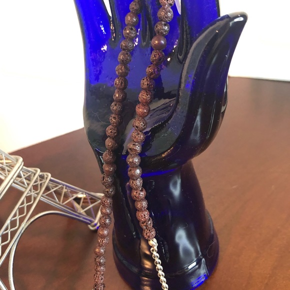 TURQUOISE , LAVA AND STERLING SILVER NECKLACE - Picture 5 of 6